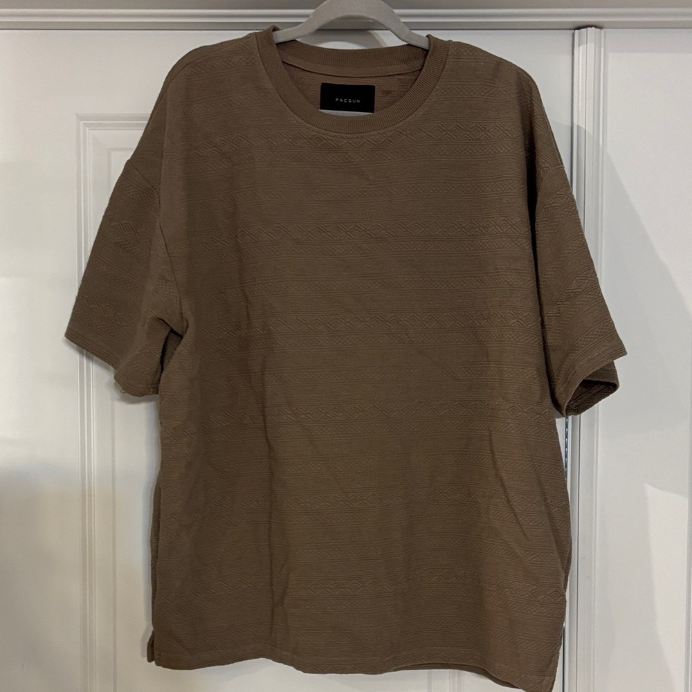 PacSun Textured Brown Short Sleeve Tee